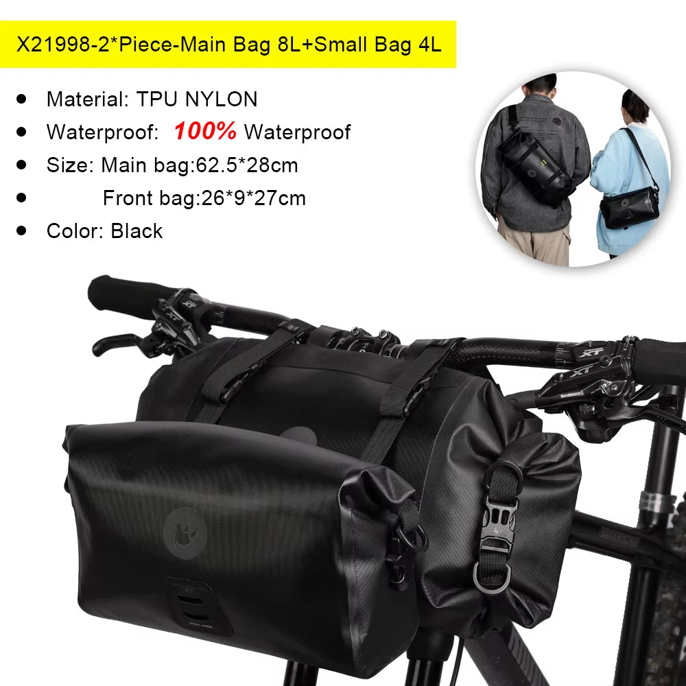 Bicycle Bag Waterproof Big Capacity Handlebar Bag 1 or 2-Piece Front Tube Cycling Bag MTB Frame Trunk Bike Accessories