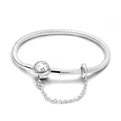 TOP SALE Pulseira Bracelet Femme Silver Color Heart Snake Chain Bracelet for Women Fit Original Charm Beads Jewelry Gift