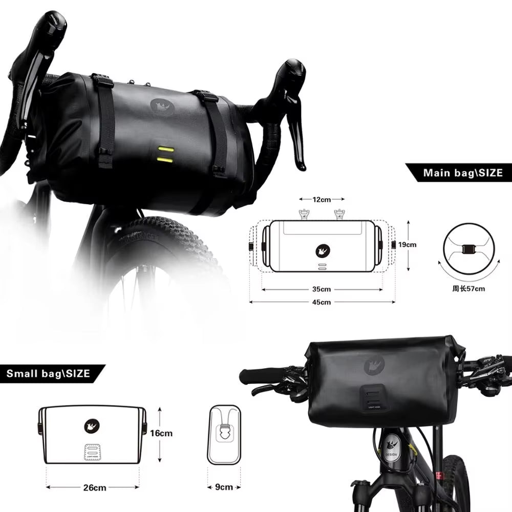 Bicycle Bag Waterproof Big Capacity Handlebar Bag 1 or 2-Piece Front Tube Cycling Bag MTB Frame Trunk Bike Accessories