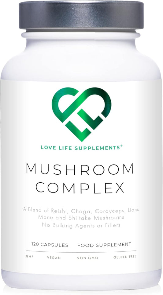 Mushroom Complex by LLS | Contains 1000Mg Reishi, Chaga, Cordyceps, Lions Mane and Shiitake Mushrooms | 120 Capsules - 2 Month Supply | No Fillers | Vegan |