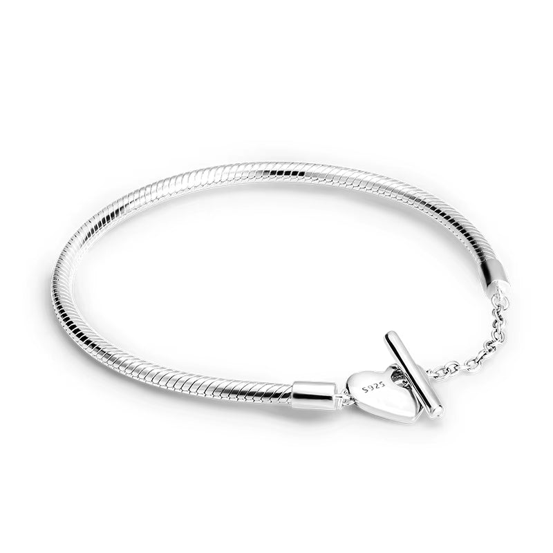 TOP SALE Pulseira Bracelet Femme Silver Color Heart Snake Chain Bracelet for Women Fit Original Charm Beads Jewelry Gift