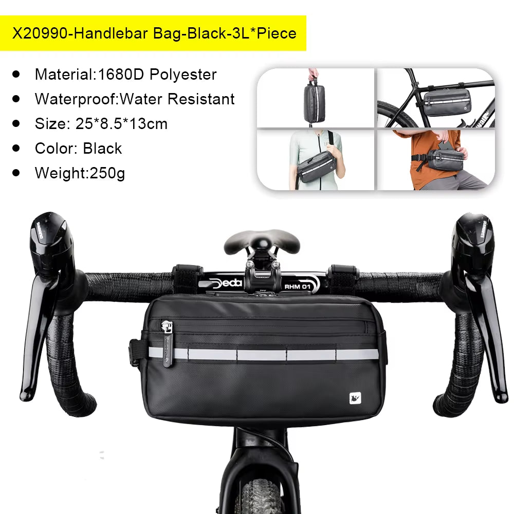 Bicycle Bag Waterproof Big Capacity Handlebar Bag 1 or 2-Piece Front Tube Cycling Bag MTB Frame Trunk Bike Accessories