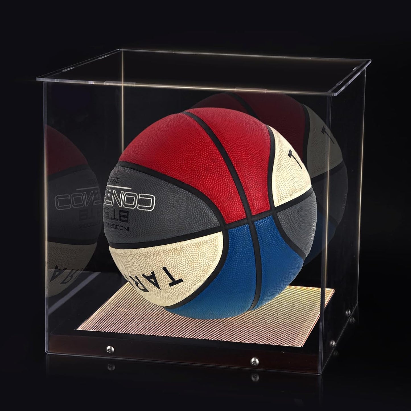 Basketball Display Case, Clear Acrylic Basketball Box, Display Stand Holder for Autographed Ball, Memorabilia Display Case with LED Light, UV Protection Dust Proof